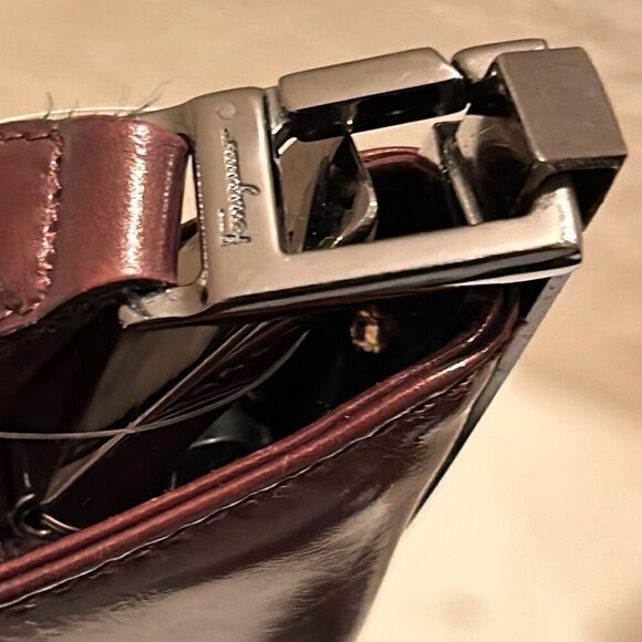 Salvatore Ferragamo Structured Shoulder Bag Shiny Brown Classic Minimalist - Picture 8 of 14